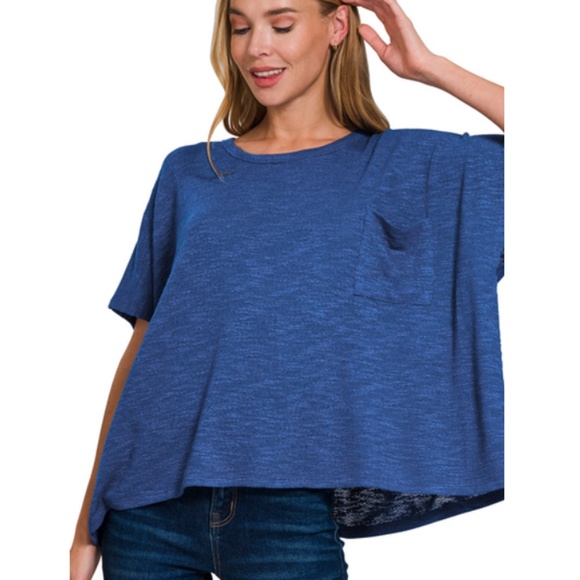 🌟 “The Yvonne" Navy Oversized Slub Hacci Top - Picture 1 of 1
